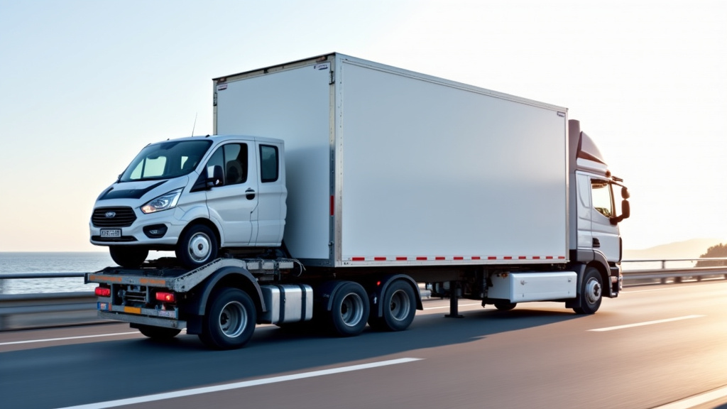 Un camion épaviste chargeant une voiture hors d