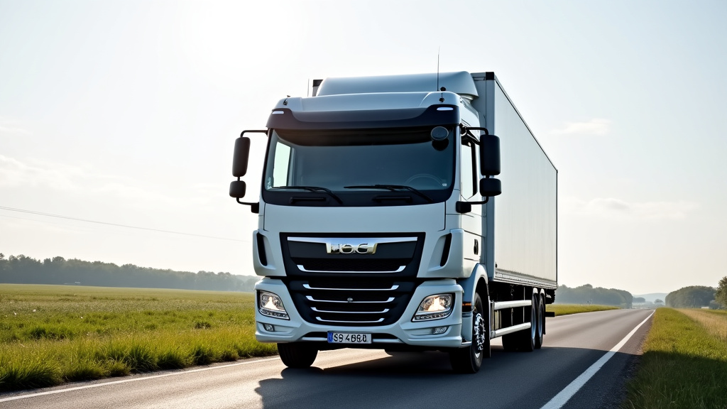 Un camion épaviste moderne intervient dans une zone rurale près d