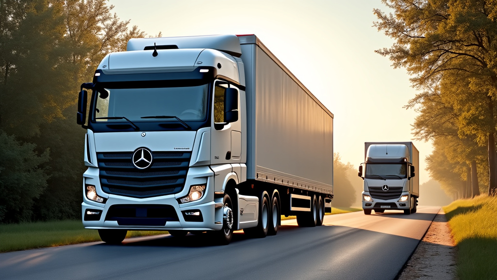 Un camion remorqueur avec une épave de voiture rouillée, garé dans une rue de village ensoleillée, symbolisant l