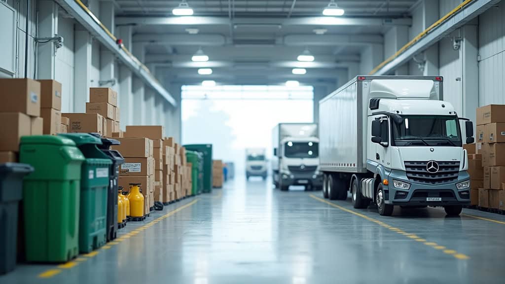 Véhicule de dépannage camion dans entrepôt.