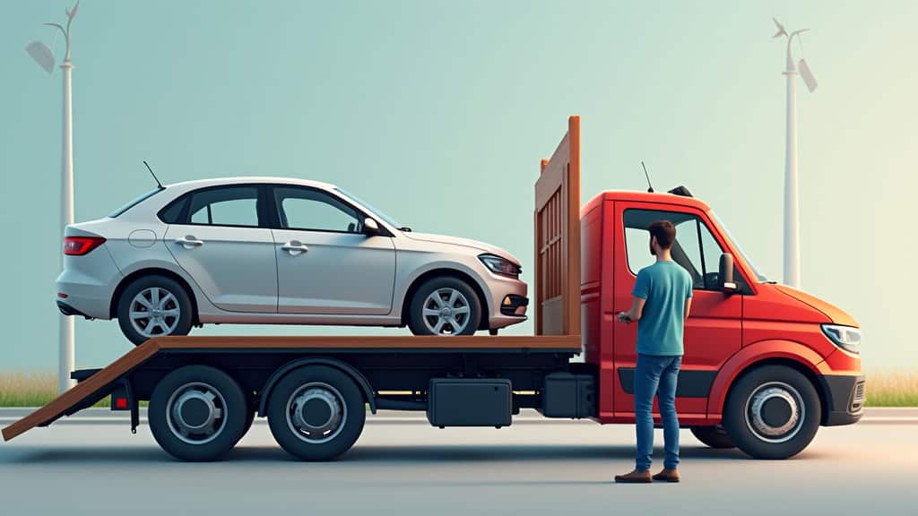 Voiture en remorquage à l'aide d'un épaviste professionnel.