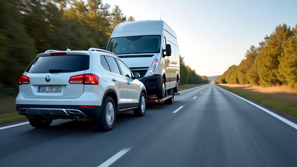 Un dépanneur épaviste charge une voiture accidentée sur une remorque de dépannage, signalant une intervention rapide et sécurisée à Escaudœuvres.