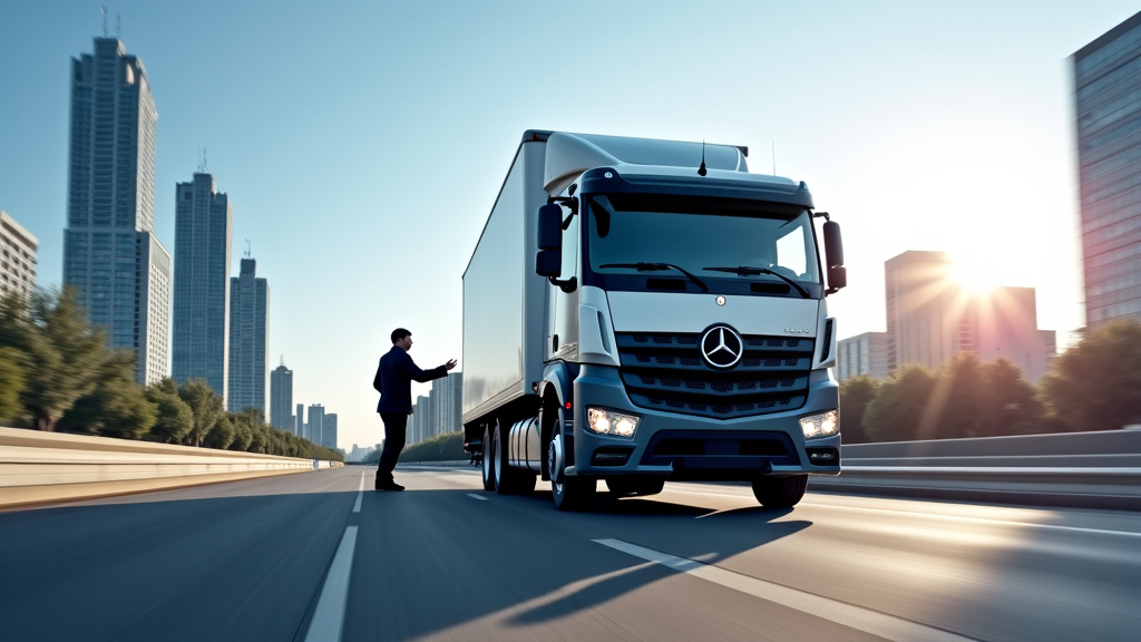Un dépanneur professionnel charge une épave de voiture sur un camion de remorquage moderne, avec un ciel dégagé et des bâtiments en arrière-plan, illustrant l