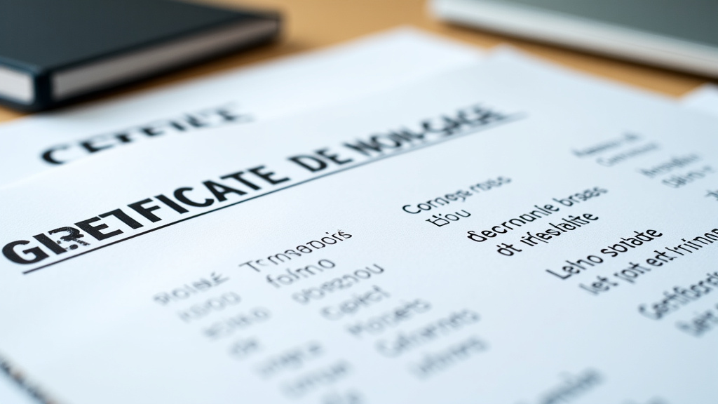 Un ensemble de documents officiels, dont une carte grise et un certificat de non-gage, empilés sur un bureau, illustrant les formalités pour l