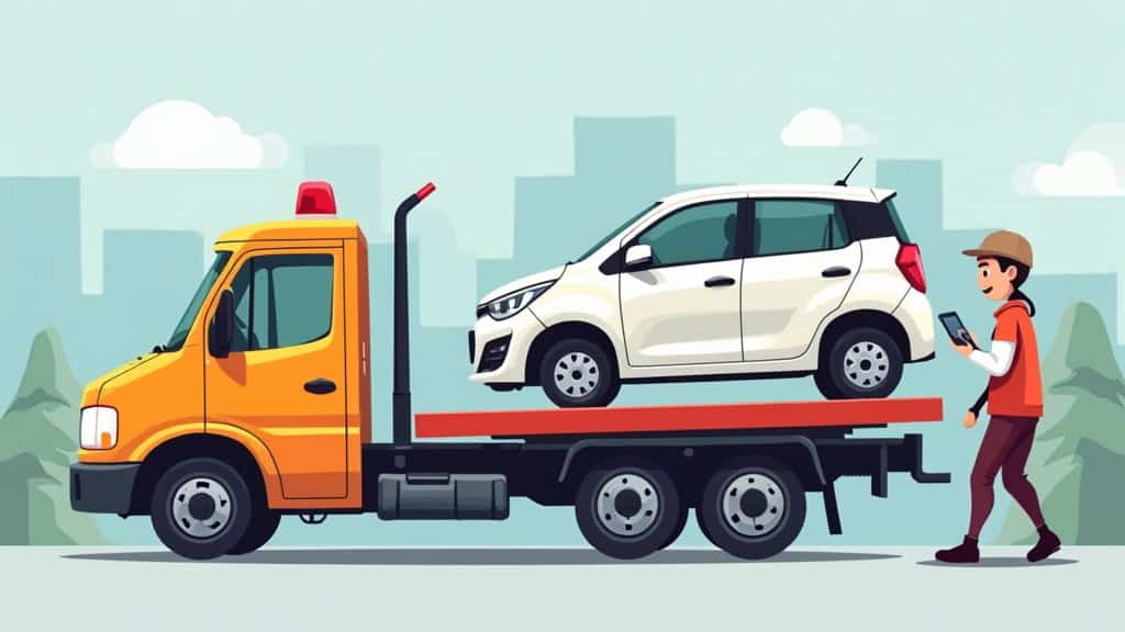 Un épaviste chargeant une voiture hors d