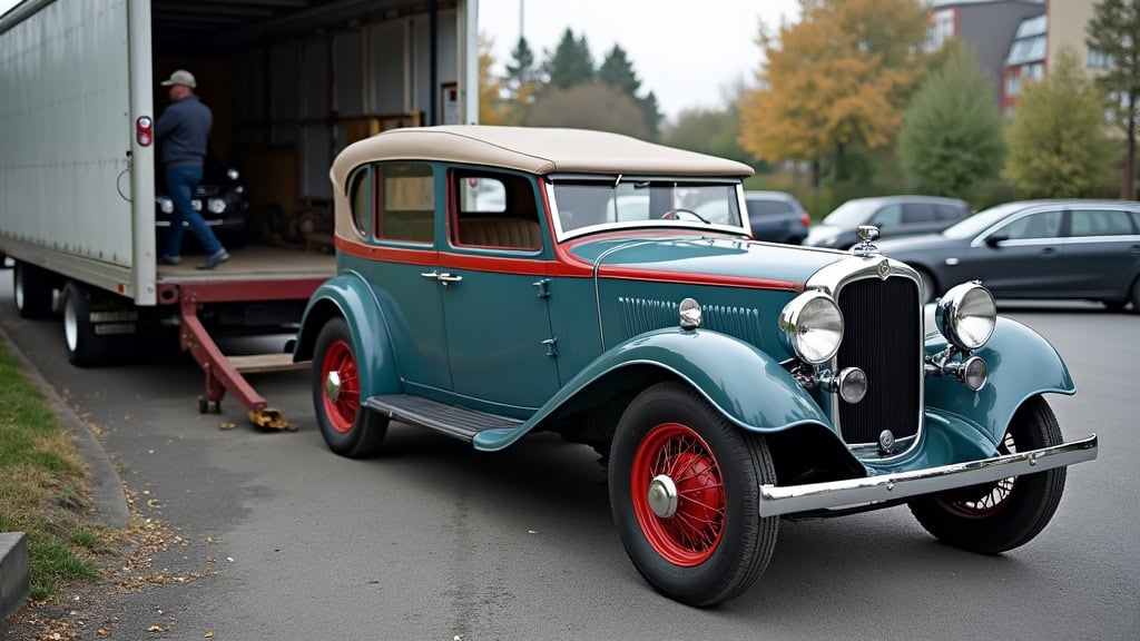 Voiture ancienne avec remorque, service épaviste professionnel, enlèvement véhicules en Nord.