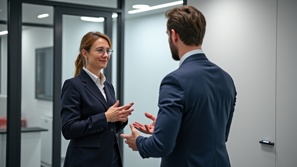 Un épaviste en tenue de travail discute avec un client près d