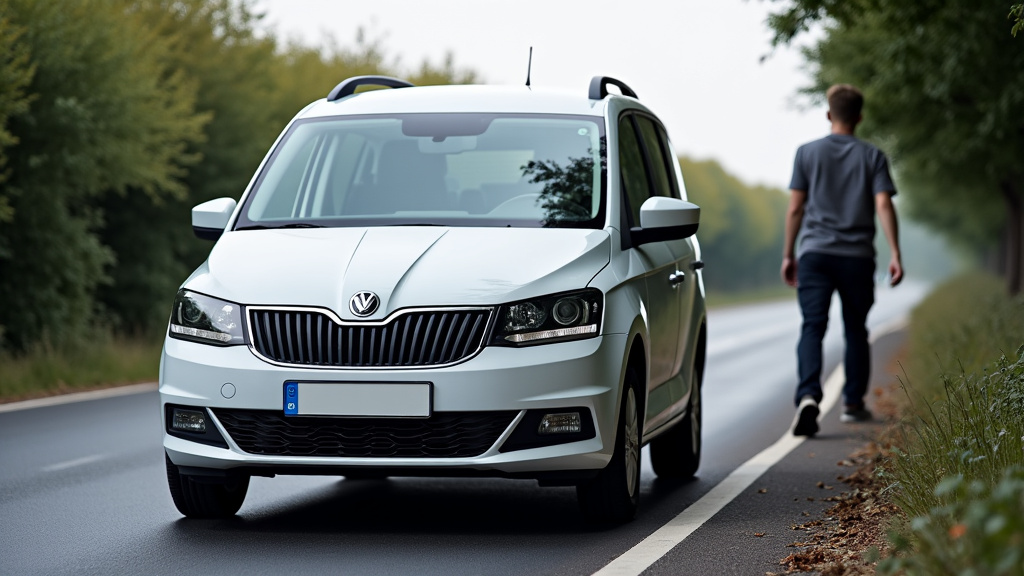 Un épaviste en train d’enlever une voiture hors d’usage à Le Verguier (02490) sur une propriété privée