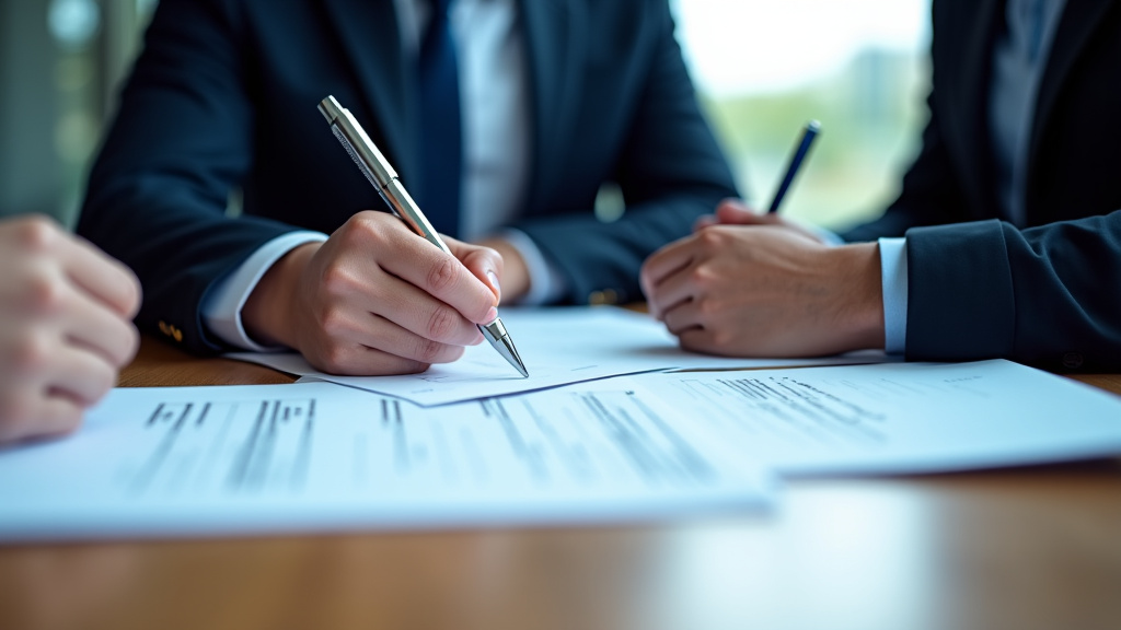 Un épaviste et un propriétaire de véhicule signent les documents administratifs nécessaires à l