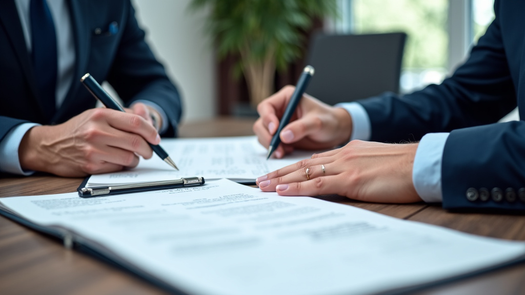 Un épaviste et un propriétaire de véhicule signent les documents administratifs nécessaires à l