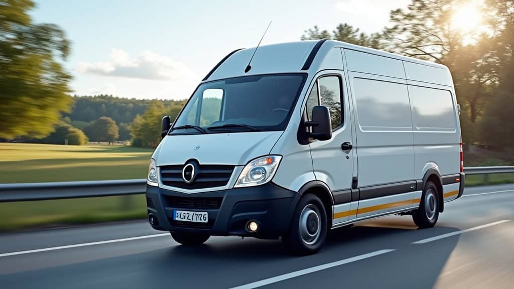 Véhicule épave en déplacement sur route.