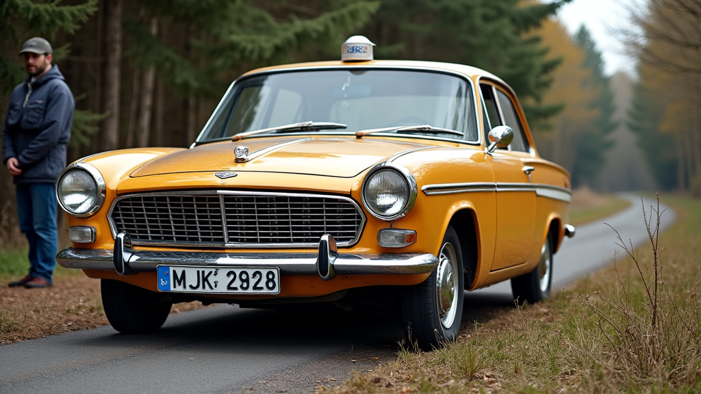 Un épaviste professionnel charge une vieille voiture rouillée sur une dépanneuse dans un cadre rural à Fère-en-Tardenois, mettant en évidence le processus d