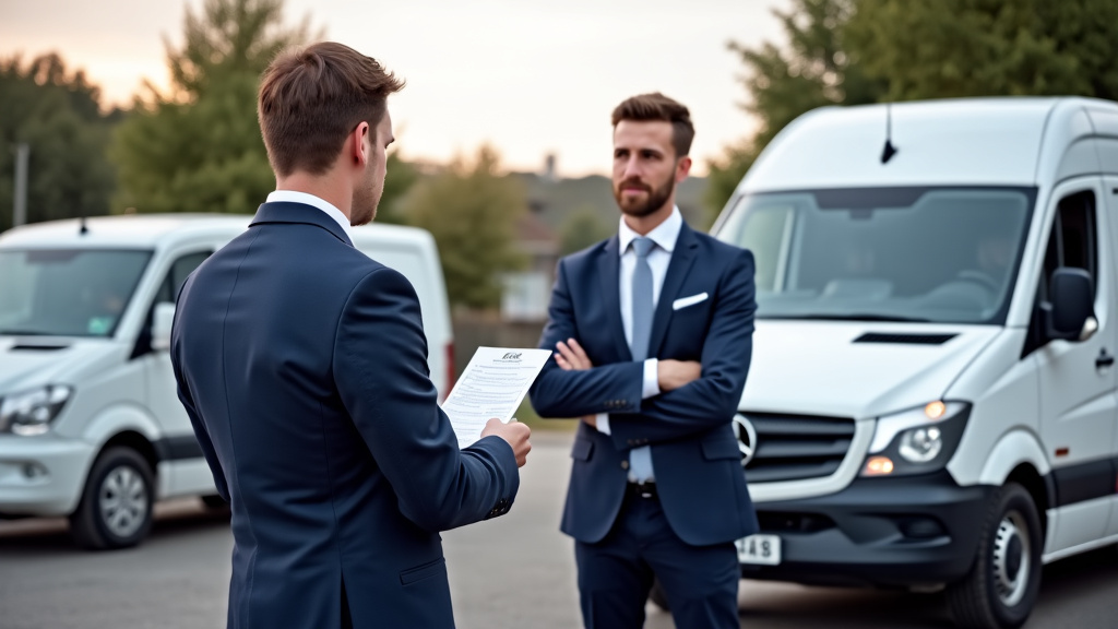 Un épaviste professionnel discutant avec un client devant un véhicule, montrant un service courtois et explicatif.