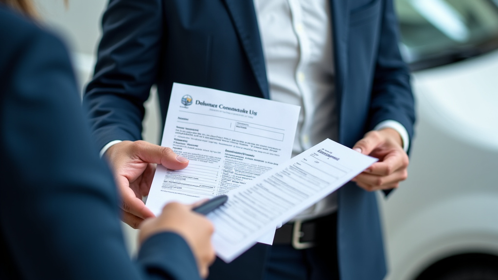 Un épaviste professionnel discutant des documents nécessaires avec un propriétaire de véhicule, mettant en avant la clarté et la conformité administrative.