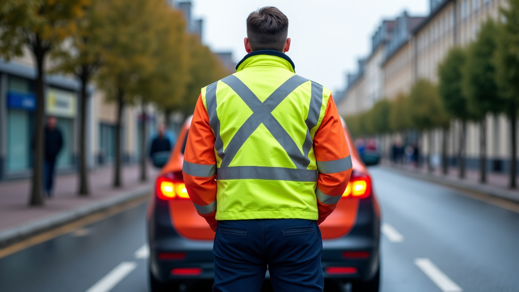 Un épaviste professionnel en gilet haute visibilité est en train de charger une voiture hors d