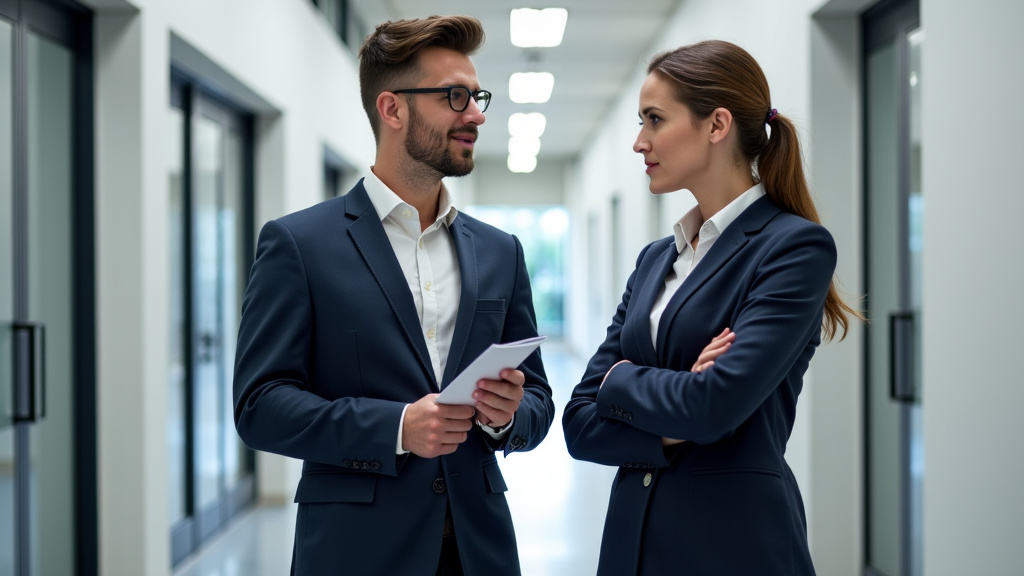 Un épaviste professionnel en tenue de travail discute avec un client près d