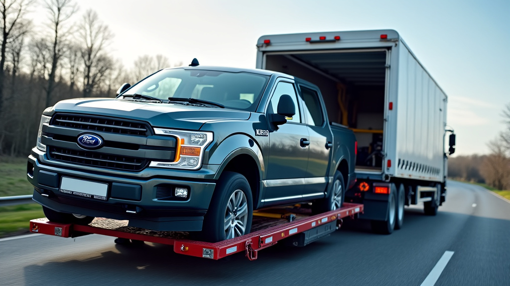 Un épaviste professionnel en train de charger une automobile endommagée sur un camion de remorquage, manœuvrant avec expertise l