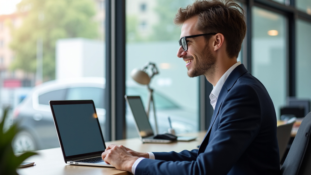 Un épaviste souriant discute avec un client près d