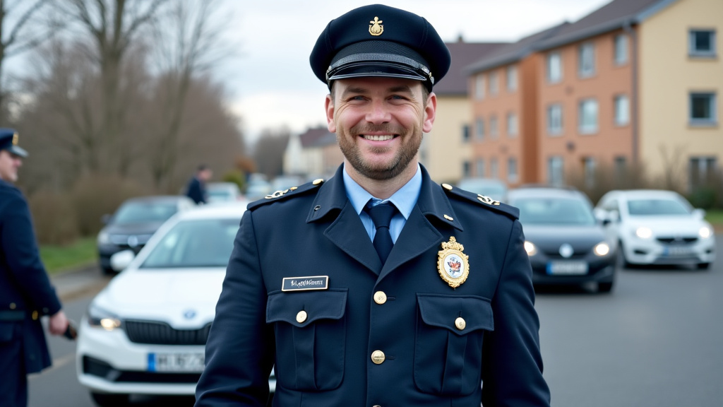 Un épaviste souriant en uniforme, recevant les clés d