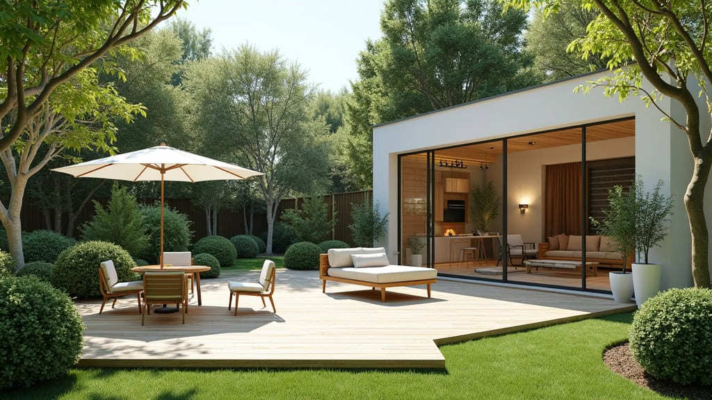 Un espace de jardin propre et bien rangé après l