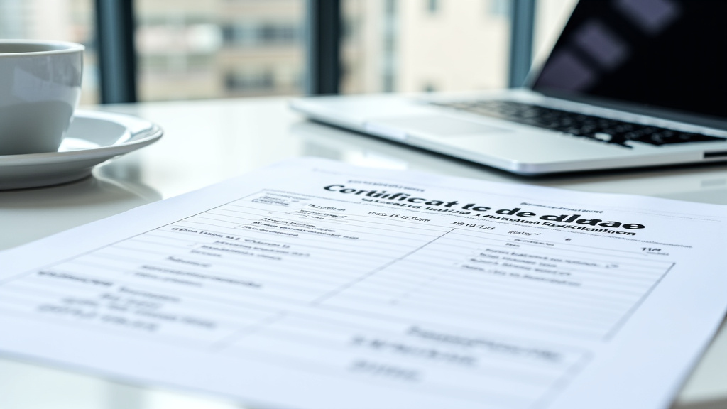 Un gros plan sur un certificat de destruction de véhicule officiel, partiellement rempli, posé sur un bureau, symbolisant la documentation importante pour l