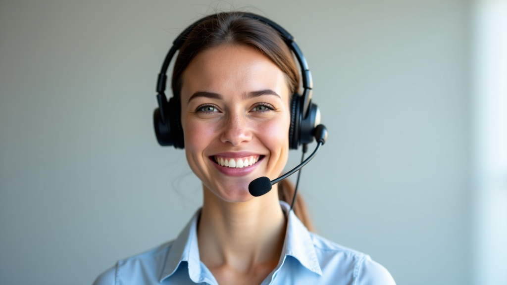 Un opérateur téléphonique souriant avec un casque, symbolisant un point de contact facile et accessible pour l