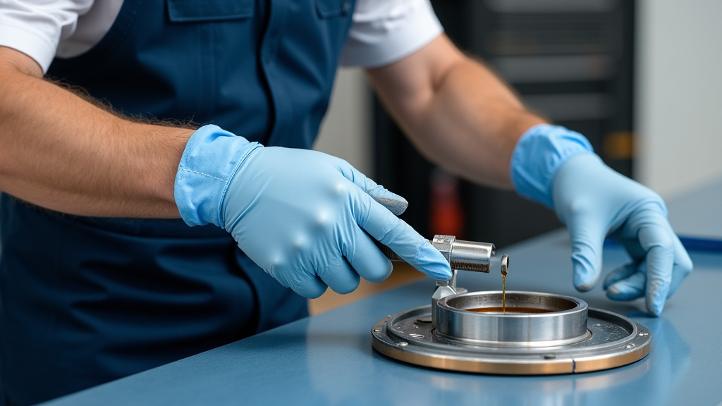 Un ouvrier qualifié dans un centre VHU, portant un équipement de protection, manipule des pièces d