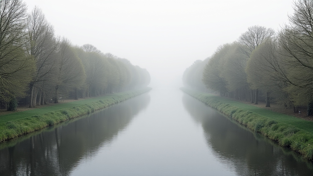 Un paysage paisible de Coudekerque-Branche avec un canal bordé d