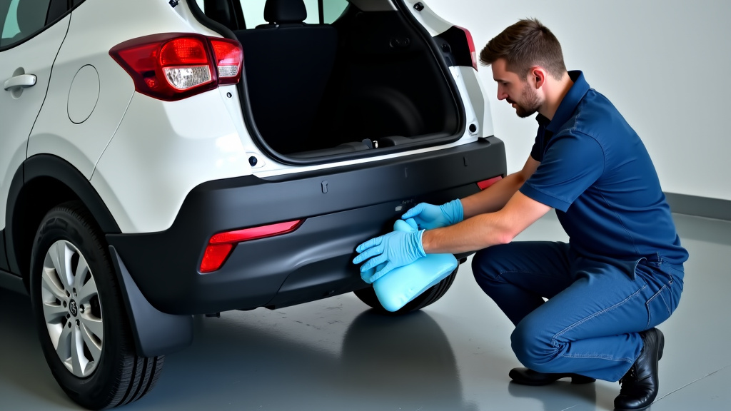 Un professionnel agréé dépollue une épave de voiture dans un centre de traitement VHU, avec des équipements de protection et des cuves de récupération des liquides.