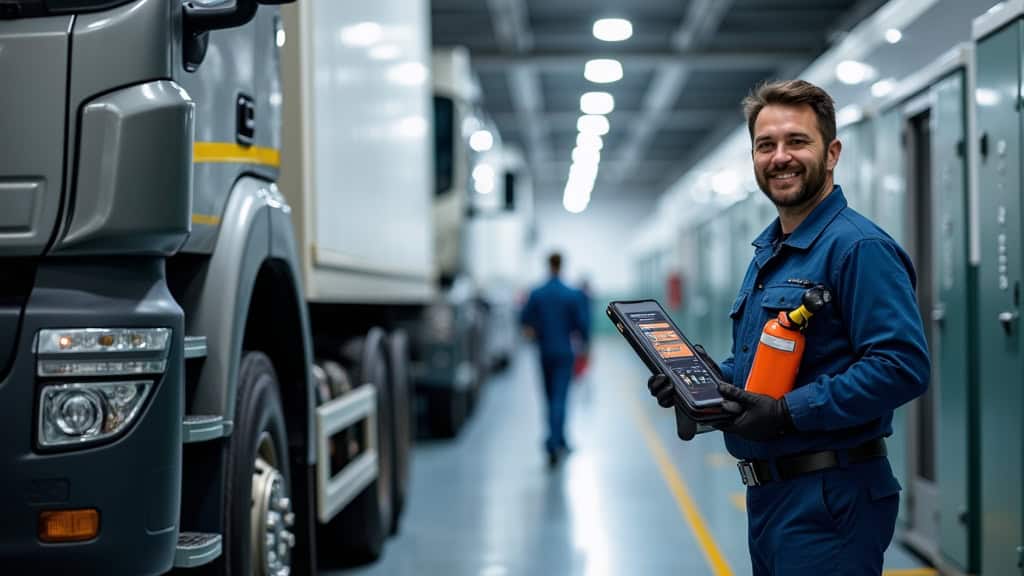 Un professionnel dans un centre VHU en train de dépolluer un véhicule en retirant les fluides, avec des équipements de sécurité et des cuves de récupération.