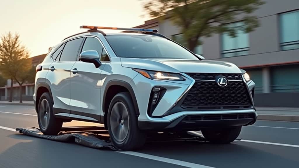 Un professionnel épaviste chargeant une voiture sur une dépanneuse avec l