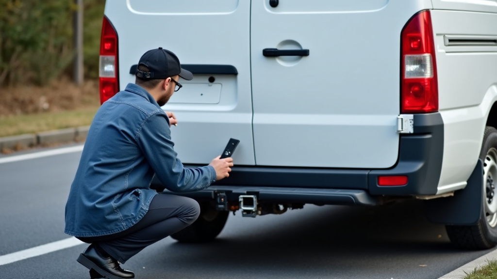 Un professionnel épaviste inspectant une épave de voiture avant de la remorquer, avec un équipement de sécurité, dans la région Nord de l