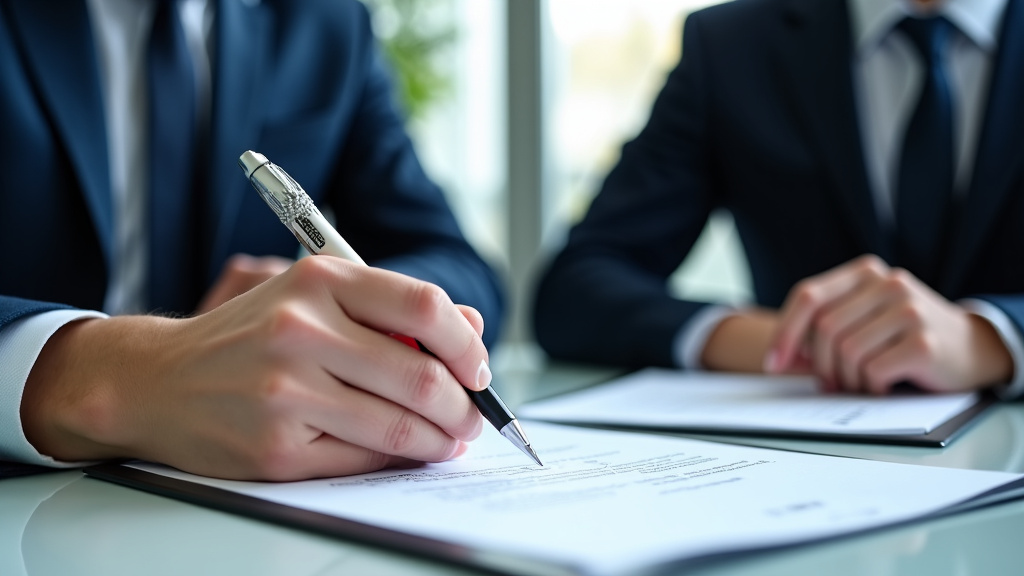 Un propriétaire de véhicule et un épaviste signent les documents nécessaires pour la destruction légale d