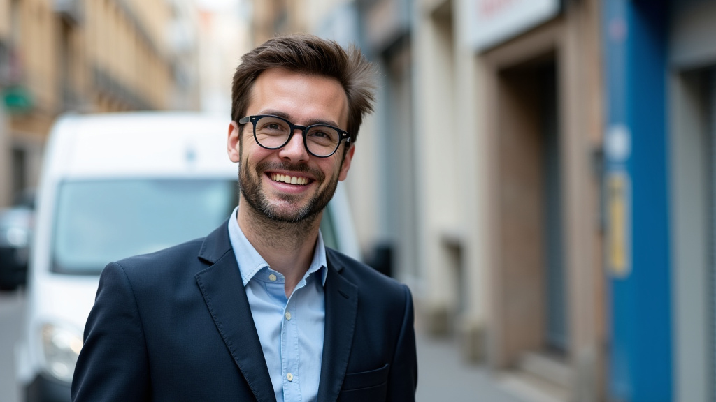 Un propriétaire de voiture souriant et satisfait devant l