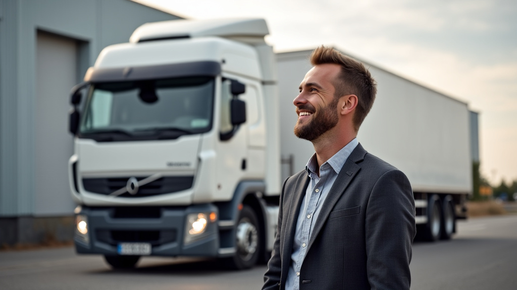 Un propriétaire souriant observant un camion remorqueur emporter son épave, symbolisant la libération et la sérénité après l