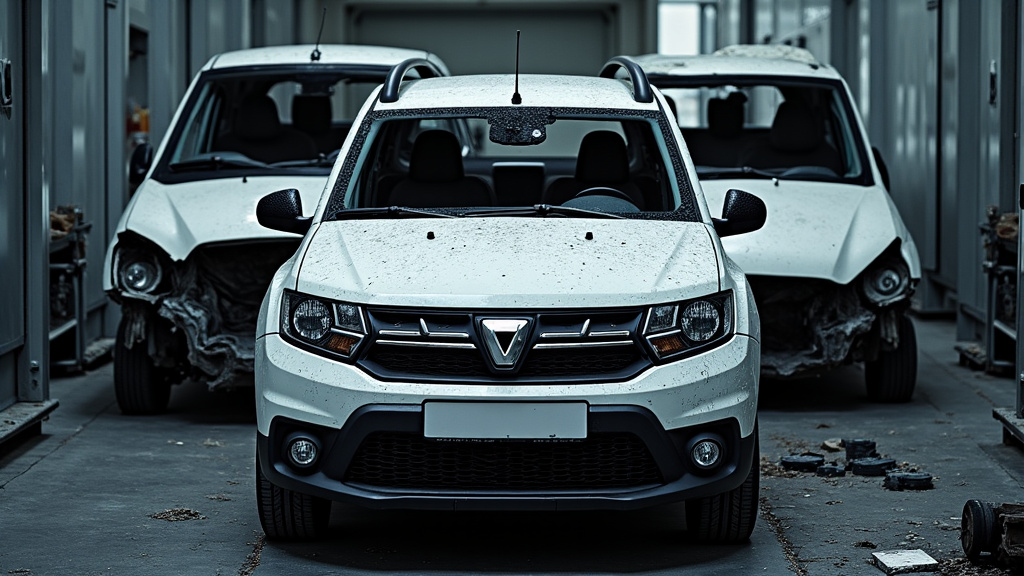 Un tas de carcasses de véhicules compactées dans une casse automobile, illustrant le recyclage et la destruction des épaves.