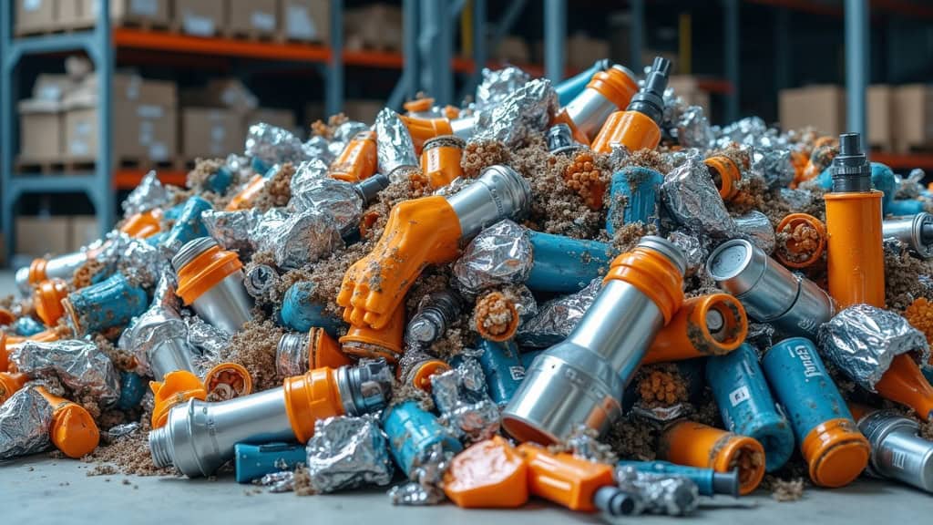 Piles auto et déchets véhicule recyclés.