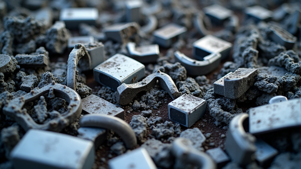 Un tas de métaux triés et de pièces automobiles dans un centre de recyclage, symbolisant l