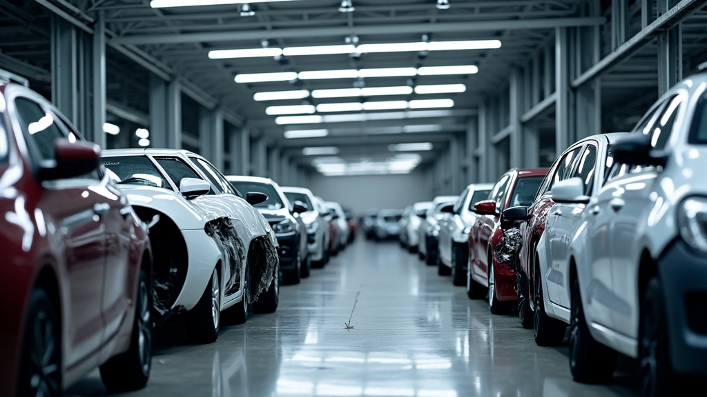 Un tas de pièces automobiles triées par catégorie, prêtes pour le recyclage dans un centre de traitement VHU moderne
