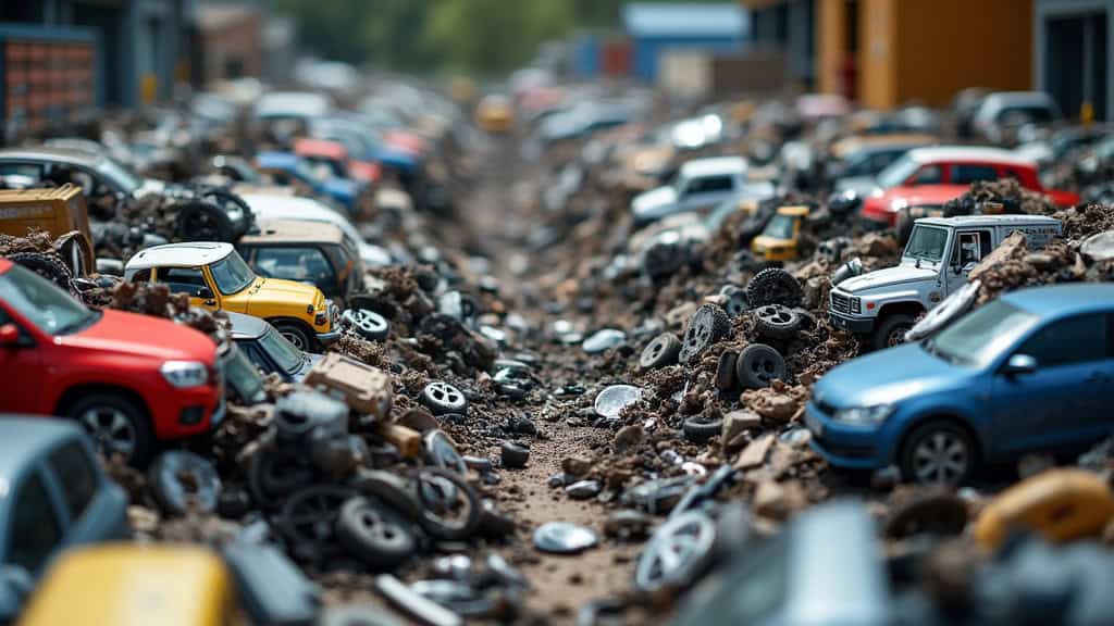 Piles de voitures et pièces recyclées, épaviste professionnel.