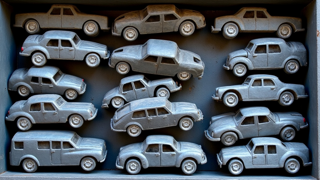 Un tas organisé de pièces automobiles recyclées et de métaux divers, symbolisant le processus de revalorisation des épaves et l