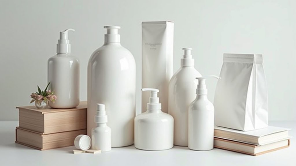 Produits cosmétiques en flacons.