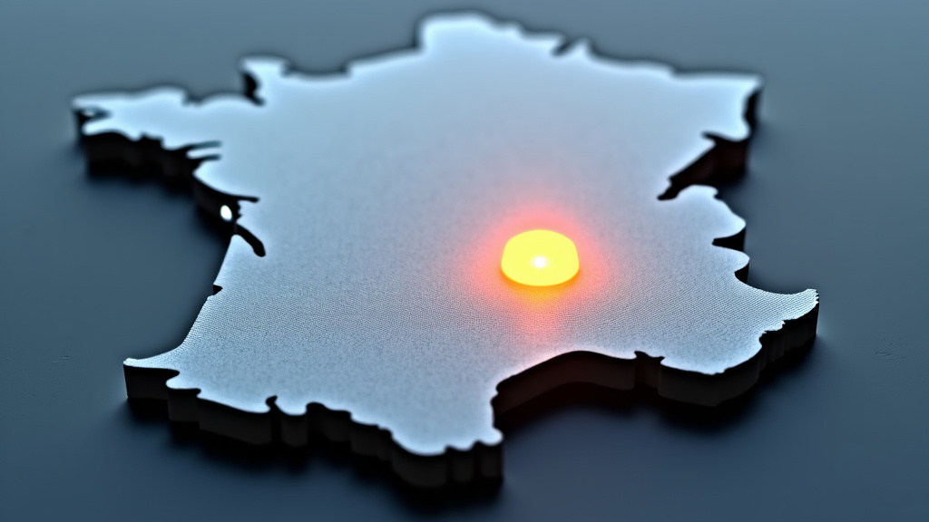 Une carte stylisée de la région Hauts-de-France, avec un point lumineux sur la zone de l