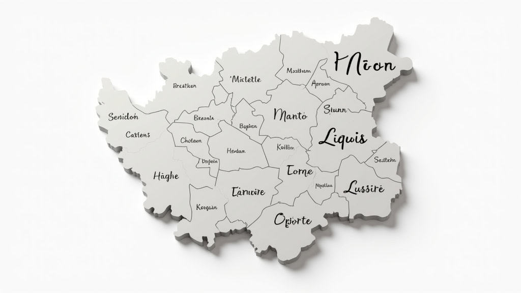 Panneau de la région Bretagne avec noms des départements.