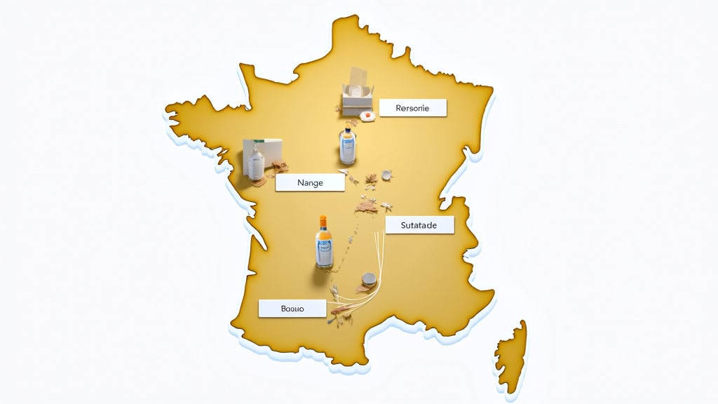 Une carte stylisée du département du Nord avec une zone mise en évidence autour de Boué, indiquant la zone d