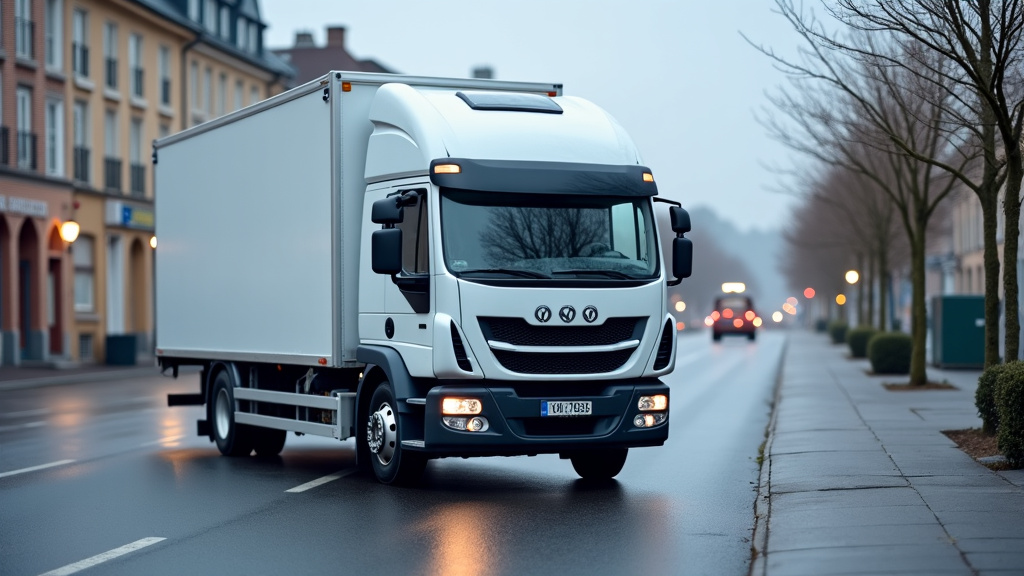 Une dépanneuse moderne avec ses feux de détresse clignotants, positionnée sur le bord d