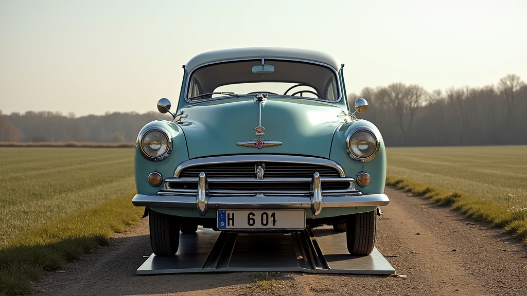 Une dépanneuse moderne chargeant une voiture ancienne rouillée sur son plateau dans un environnement rural, symbolisant l