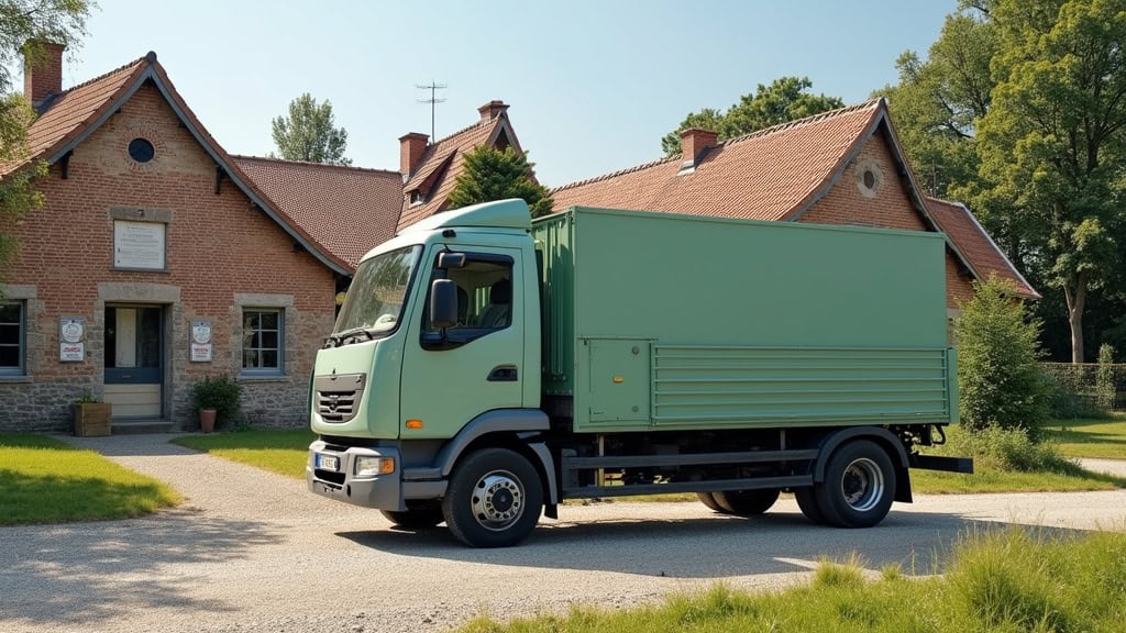 Une épave de voiture rouillée stationnée devant une ancienne ferme à Brumetz, symbolisant un véhicule hors d