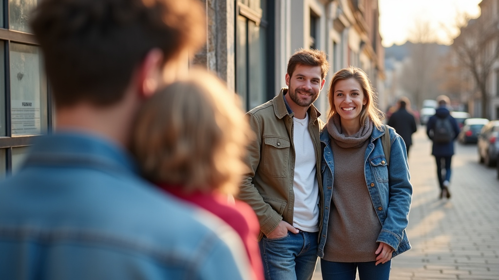 Une famille souriante observe une dépanneuse s