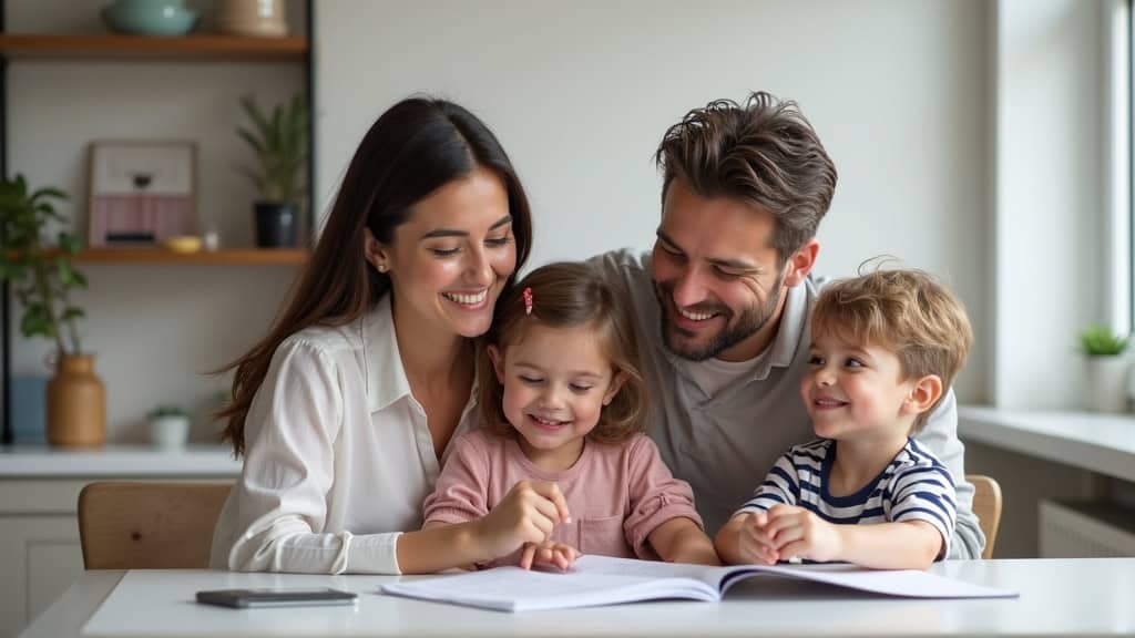 Une famille souriante profitant d